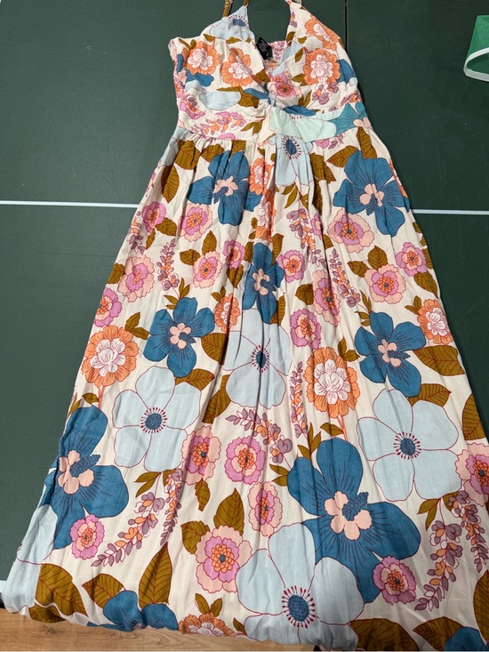 Angie Dresses & Skirts - Angie Floral Maxi Dress in Blue, Pink, Orange, Brown on Cream
